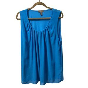 Kenneth Cole Reaction Womens Blue Sleeveless Pleated Top Size XXL top